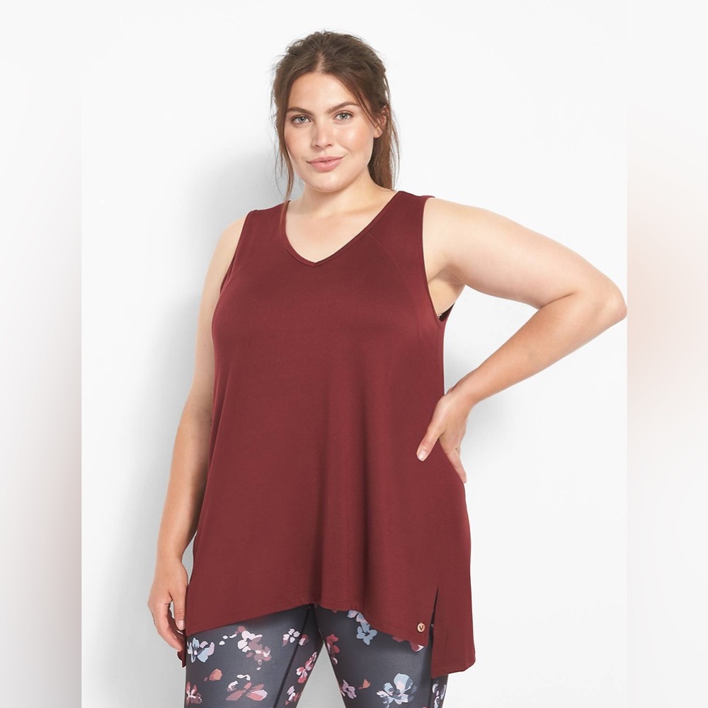LIVI Soft V-Neck High-Low Tank With Back Cutout